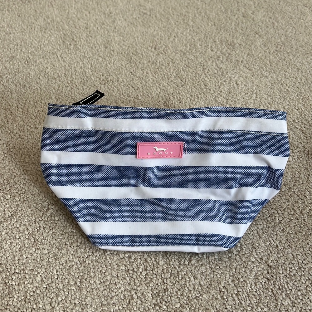 SCOUT: Blue and White Stripe Mini Makeup Bag